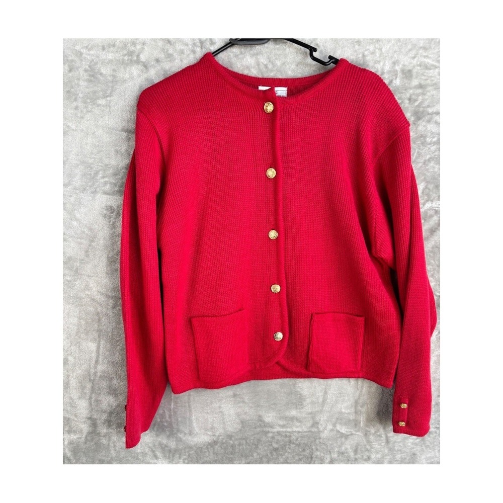 Hastings Smith Cardigan Womens Medium Red Preppy Cottagecore Grandma‎ Core Cozy